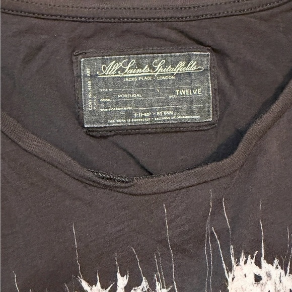 AllSaints AllSaints Spitalfields Dark Gray Tunic with White Nature Skull Graphic - Picture 12 of 14